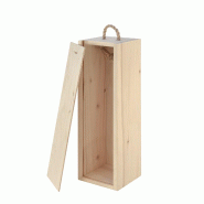 Boîte coffret bois 1 bouteille couvercle coulissant 34 x 9 x 11 cm - marron Bois massif BB1B