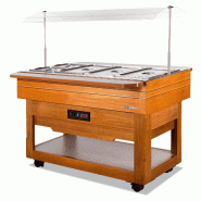 Buffet chauffant central avec cuve pour bacs GN1/1 en bois noyer clair SCAIOLA