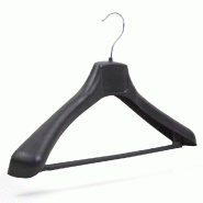 Cintre plastique recyclé Noir Épaules Larges avec Barre 45cm – par 30