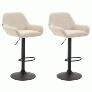 Décoshop26 - Lot de 2 tabourets de bar moderne et confortable en synthétique crème pieds trompette en métal noir TDB10218 - noir 3000892269605 Décoshop26 - Lot de 2 tabourets de bar moderne et confortable en synthétique crème pieds trompette en métal noir TDB10218 - noir 3000892269605