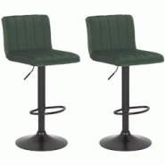 Décoshop26 - Lot de 2 tabourets de bar pivotant hauteur réglable assise surpiqué en velours vert et métal noir 10_0004228 - noir 3000251997637 Décoshop26 - Lot de 2 tabourets de bar pivotant hauteur réglable assise surpiqué en velours vert et métal noir 10_0004228 - noir 3000251997637