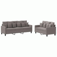 Ensemble de canapés 2 pcs avec coussins Taupe Tissu Modèle AbriRivage 57 - 8721012066380