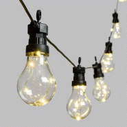 Guirlande guinguette 5M 10 lampes filament 50 Micro LED blanc chaud 8 jeux lumière prolongeable IP44 SMART Connect 31V Lotti - transparent 8024199068