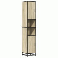 Helloshop26 - Armoire de salle de bain design moderne 35 x 37,5 x 188,5 cm avec grand espace de rangement en bois d'ingénierie chêne 02_0055630 - m�