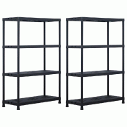 Helloshop26 - Étagères de rangement 2 pièces 220 kg 90 x 40 x 138 cm plastique noir 02_0000668 - noir 3000069961530
