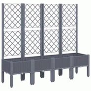 Helloshop26 - Jardinière bac lit surélevé plantes fleurs terrasse jardin avec treillis 160 x 40 x 142 cm PP gris 02_0038267 - 3000214160696 Helloshop26 - Jardinière bac lit surélevé plantes fleurs terrasse jardin avec treillis 160 x 40 x 142 cm PP gris 02_0038267 - 3000214160696