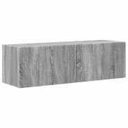 Helloshop26 - Meuble TV mural moderne avec étagères murales 98 x 31 x 29 cm style minimaliste en bois gris sonoma 02_0054929 - gris Bois massif 3000