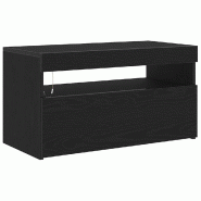 Helloshop26 - Meuble TV rectangulaire moderne 75 x 35 x 40 cm avec rangement pratique style chic en bois d'ingénierie noir 02_0051881 - noir Bois mas