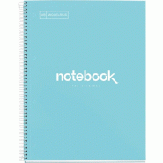 MIQUELRIUS Lot de 5 Cahier Emotions A4, 240p./120 feuilles 90 g/m², reliure intégrale, couverture carton bleu ciel, quadrillé 5x5 - 8422593460641