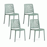 RATTATAN Set 4 Chaises Empilables en Polypropylène avec fibre de verre pour Jardin ou intérieur, hydrofuges et résistantes, design moderne - SOLE - RATTATAN Set 4 Chaises Empilables en Polypropylène avec fibre de verre pour Jardin ou intérieur, hydrofuges et résistantes, design moderne - SOLE -