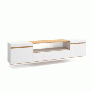 SKRAUT HOME Meuble TV, Banc Télé, 200x45x35cm, Pour les TV jusqu'à 80", Suspendu, Mural, Blanc et Chêne Soft - blanc Bois manufacturé 522_19