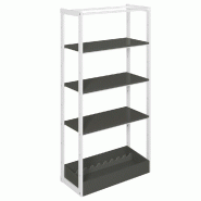 Structure Cage blanc suspendue 90x40x180cm 3 tablettes et bac noir