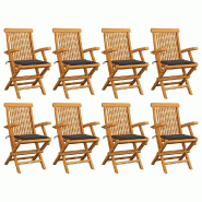 VidaXL Chaises De Jardin Avec Coussins Taupe Lot De 8 Bois Teck Massif - gris 3072897