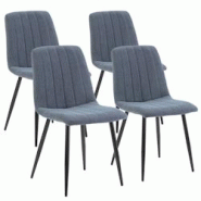 VS Venta-stock Pack 4 chaises Sagi recouvertes de tissu bleu - bleu polyester I22087