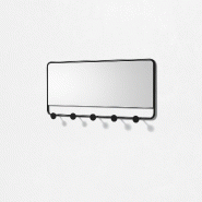 AQA Design Porte-manteau en métal avec miroir MIRO noir L.60 P.50 H.28,2 MP02409 - noir métal MP02409