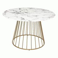 Atmosphera - Table à manger "Rayo" en verre trempé effet marbre blanc 120x120x75 cm - blanc JJ1993