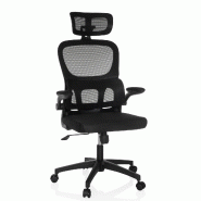 Chaise de bureau / chaise pivotante ERGOMY FLEX Assise tissu / dossier résille noir mybuero - noir polyester 719258