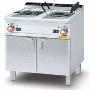 Cuiseur de pâtes électrique triphasé 2 cuves 25 + 25 lt. La structure en acier inoxydable mesure 80x70,5 h90 cm. Modèle CPA-78ET - 1867