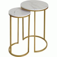 Décoshop26 - Ensemble de 2 tables d'appoint aspect support plante bouts de canapés marbre MDF blanc et doré TAB04013 - blanc 3000404869606 Décoshop26 - Ensemble de 2 tables d'appoint aspect support plante bouts de canapés marbre MDF blanc et doré TAB04013 - blanc 3000404869606