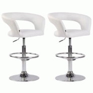 Décoshop26 - Lot de 2 tabourets de bar assise moderne en PVC blanc pieds et repose-pieds en métal chromé 10_0004216 - blanc 3000251988697 Décoshop26 - Lot de 2 tabourets de bar assise moderne en PVC blanc pieds et repose-pieds en métal chromé 10_0004216 - blanc 3000251988697