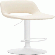 Décoshop26 - Tabouret de bar chaise haute x1 avec repose-pieds en PVC crème piètement métallique blanc 10_0004589 - beige métal 3000252189024