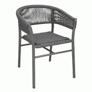 Fauteuils en corde grise tressée Bolero Florence (lot de 2) - noir FU533