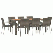 Helloshop26 - Ensemble de salle à manger de jardin meuble extérieur 9 pièces avec coussins gris 02_0014074 - 3000130251539 Helloshop26 - Ensemble de salle à manger de jardin meuble extérieur 9 pièces avec coussins gris 02_0014074 - 3000130251539