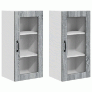 Helloshop26 - Lot de 2 armoires murales de cuisine fonctionnelles modernes 40 x 31 x 80 cm en bois d'ingénierie gris sonoma 02_0054017 - gris Bois ma