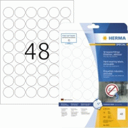 HERMA 960 étiquettes blanches Special, en film polyester, format Ø 30 mm (20 feuilles A4 / cdt) - 4571
