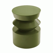 Oviala Business Table basse bout de canapé effet laqué vert olive diam 40 cm - vert 114328