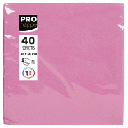 Pronappe - Réf.SV623841I - Carton de 1200 Serviettes ouate 2 plis - papier micro gaufré - 38 X 38 cm - 30 paquets de 40 serviettes Rose poudré - ro