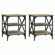 Tables d'appoint 2 pcs Chêne sonoma 40x42x50 cm Bois ingénierie Modèle Terrasse Zenith Prime - 825775