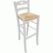 Tabouret de bar Giaquinto avec assise en paille, blanc - blanc 8033003300015