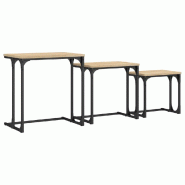 VidaXL Tables basses gigognes 3 pcs chêne sonoma bois d'ingénierie Modèle Lofty Classique - 837818