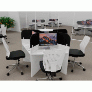 Bureau call center 5 places forme marguerite avec cloisons acoustiques. - blanc, 5 places, noir da023_0