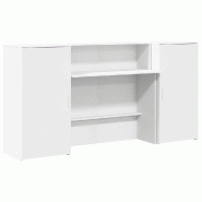 Bureau de réception blanc 200x50x103,5 cm bois d'ingénierie Modèle Atlas Infinite Pure - 8721158629852