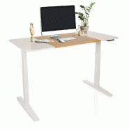 Bureau STAND T3 140 x 70 réglable en hauteur électriquement blanc/chêne/blanc hjh OFFICE - marron multi-matériau 738137