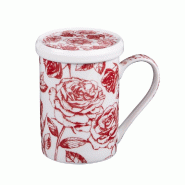 Coffret tisanière avec filtre et couvercle Louise 30 cl -  Rouge Rond Porcelaine Table Passion - rouge porcelaine 3106232376689