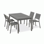 DCB GARDEN Ensemble repas de jardin 4 places en aluminium - DANIA - gris aluminium DANIA-TB210SN+4CH DCB GARDEN Ensemble repas de jardin 4 places en aluminium - DANIA - gris aluminium DANIA-TB210SN+4CH