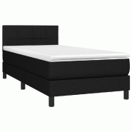 Décoshop26 - Cadre de lit LED avec sommier tête de lit matelas 90x200 cm tissu noir TDL0209032 - noir 3001662982724_0