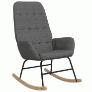 Décoshop26 - Fauteuil à bascule d'allaitement rembourré relax pour salon en tissu gris clair DEC028958 - gris 3000257138713