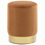 Décoshop26 - Tabouret assise pouf en velours marron et doré base métallique doré DEC026363 - métal 3000255773589
