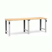 Établi plateau bois L.2500 mm et pieds en métal NOVALP