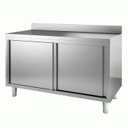 Gastro-Inox Armoire de travail avec portes coulissantes et rebord, 1000x600x880m - inox 7445908411481