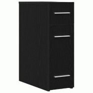 Helloshop26 - Armoire d'apothicaire moderne rectangulaire 20 x 45 x 60 cm avec 3 tiroirs en bois d'ingénierie chêne noir 02_0051905 - noir métal 30