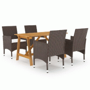 Helloshop26 - Ensemble de salle à manger de jardin meuble extérieur 5 pièces marron 02_0013817 - marron Bois massif 3000127661532