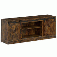Helloshop26 - Meuble TV avec portes coulissantes 150 x 39 x 60 cm rangement personnalisé style rustique en bois marron 20_0019040 - marron Bois massi