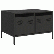 Helloshop26 - Meuble TV industriel noir 68 x 50 x 43 cm avec 2 tiroirs design moderne en acier laminé à froid 02_0049728 - noir acier 3000235984196