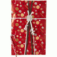 Pochettes cadeaux "Buffet" rouge 24+7,5x41cm - par 250