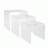 Présentoir gigogne carré - set de 3 - PMMA transparent - 12x12x12cm, 15x15x15cm, 18x18x18cm